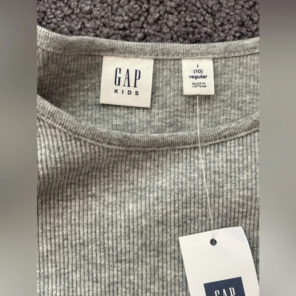 Gap Kids Girls Knit/Woven Dress, Grey Thermal Top Blue Floral Bottom Size 10 NEW